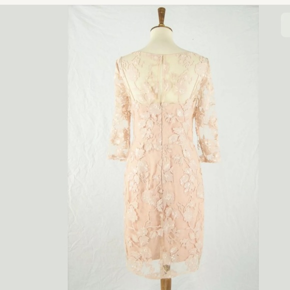 ❌SOLD❌DRESS by Vera Wang Nude Lace Sequins Dress 6 - Picture 4 of 6